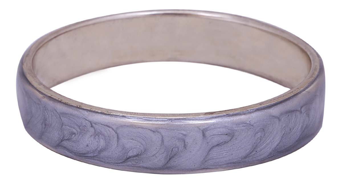 Bulk Wholesale Round Metal Bangle - Wholesale Handmade Metal Bangle in Silver Color Finish with Abstract Patterns in Light Purple Color on the Outer Side - Women Fashion Jewelry & Accessories from India