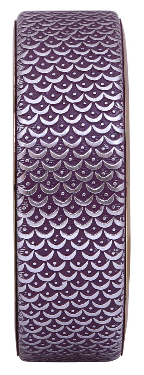 Bulk Wholesale Round Metal Bangle - Wholesale Handmade Metal Bangle with Purple Color on the Outer Side & Golden Finish on the Inner Side - Decorated with Half-Moon Patterns - Women Fashion Jewelry & Accessories from India