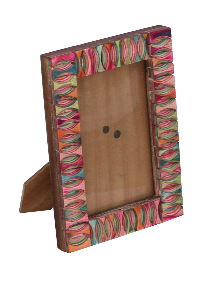 4x6 Inches Picture Frame in Bulk - Wholesale Handmade MDF Photo Frame/Picture Holder with Colorful Oval Shaped on the Borders - Home Decor Picture Frames from India