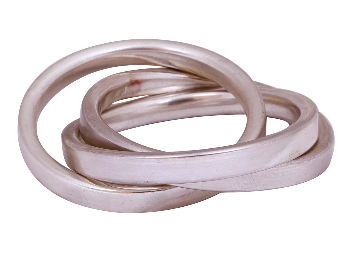 Bulk Wholesale Handmade Set of 3 Linked Rings in Metal with Silver Finish – Unique Fashion Accessories / Stylish Jewelry from India