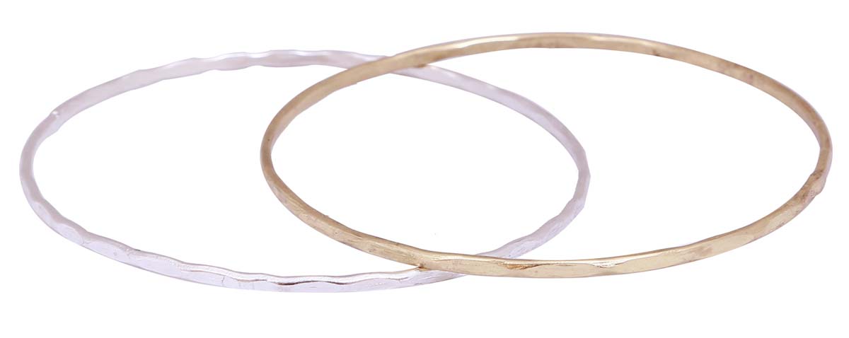 Bulk Wholesale Handmade Set of 2 Metal Bangles in Silver & Golden Finish – Stylish Jewelry Collection 