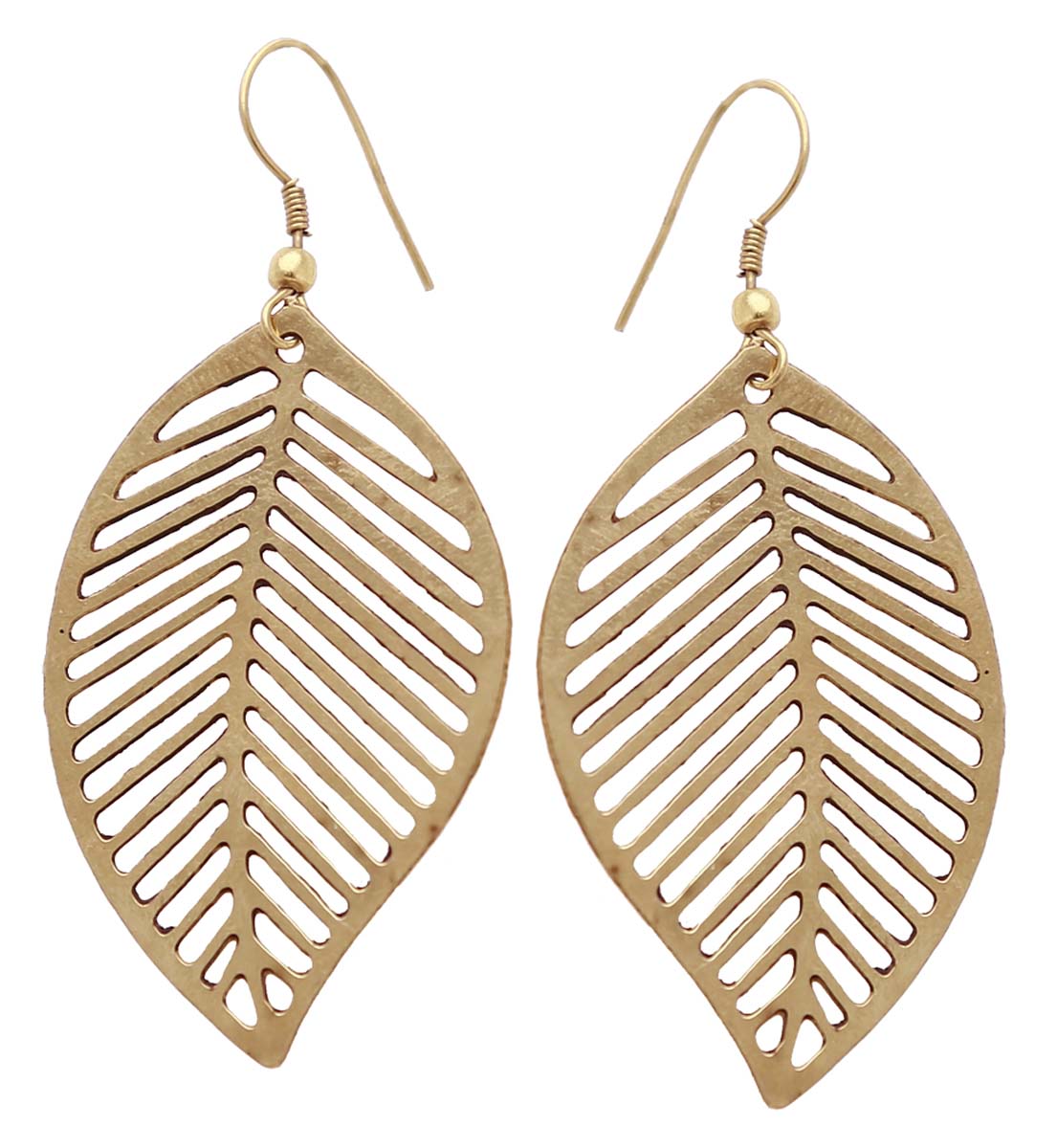 Bulk Buy Leaf Design Metal Earrings in Bulk - Wholesale Handmade Dangle/Drop Earrings with Golden-Tone Finish - Women Fashion Accessories & Supplies