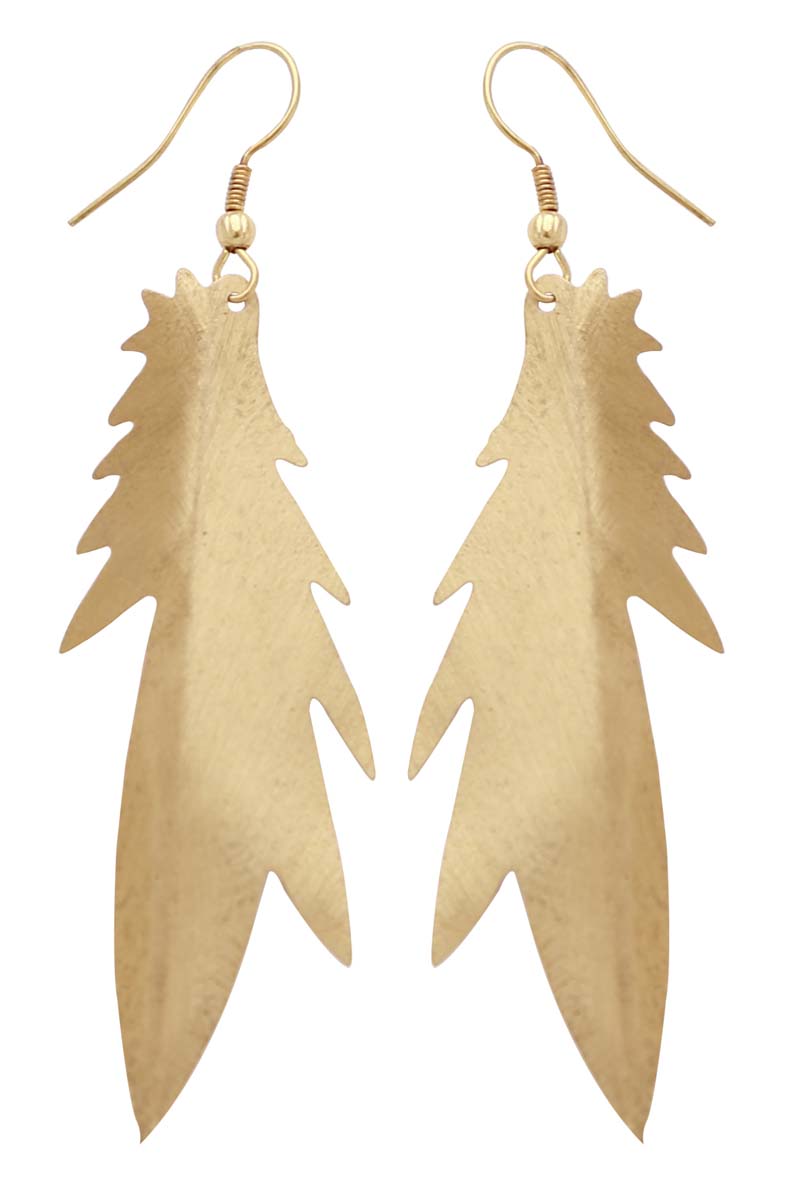 Bulk Buy Pair of Abstract Design Hanging Earrings - Golden Finish - Wholesale Women Fashion Jewelry & Accessories