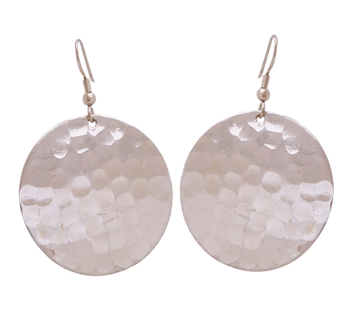 Source Pair of Circle Shaped Hanging Earrings in Bulk - Silver Finish - Wholesale Women Fashion Jewelry & Accessories