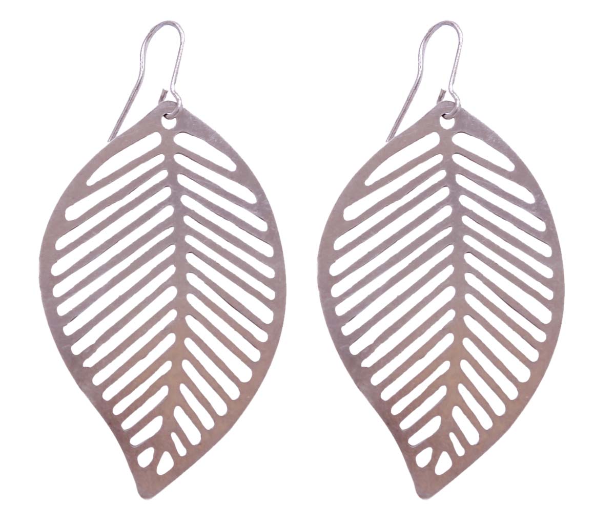 Wholesale Metal Hanging Earrings in Bulk - Handmade Leaf Design Dangle/Drop Earrings Designed with Silver Finish - Fashion Jewelry & Accessories from India