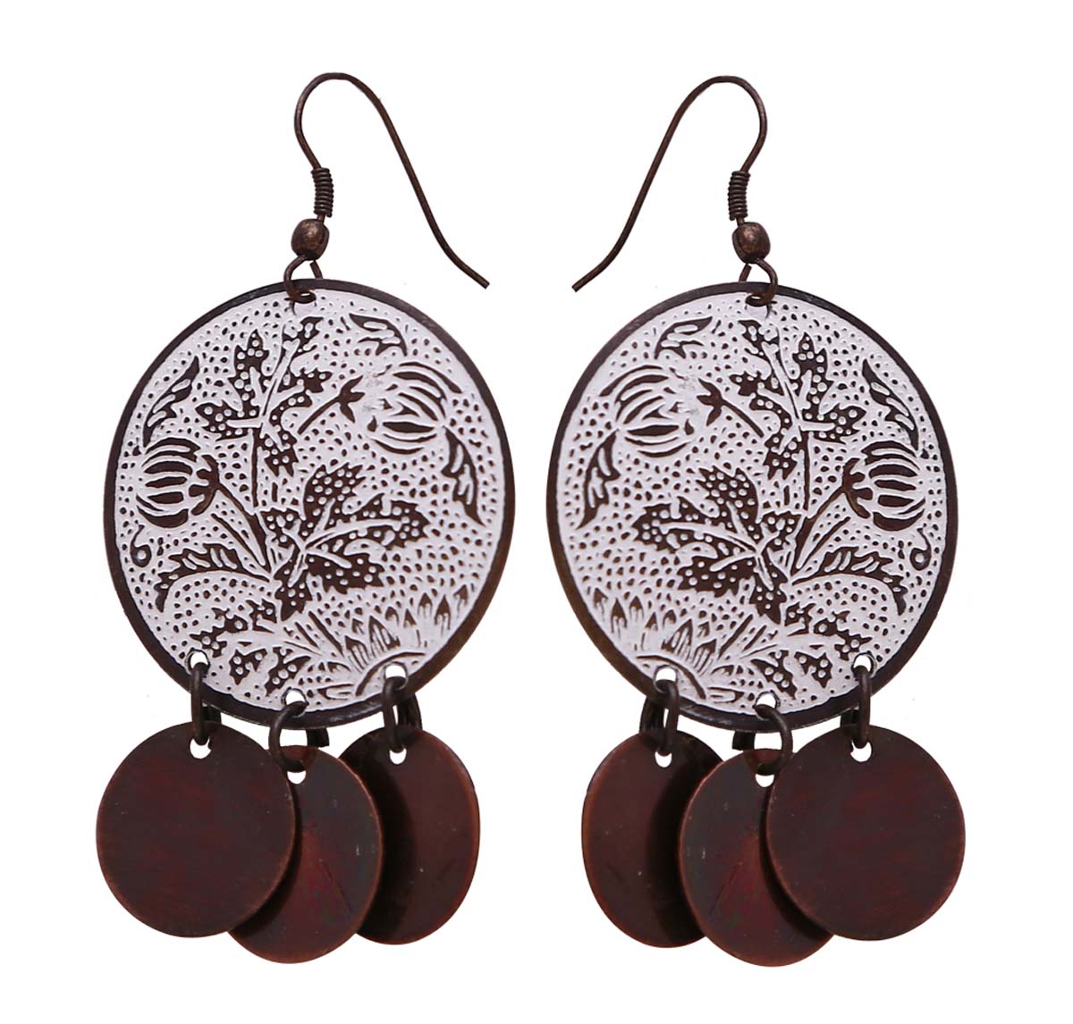 Wholesale Metal Hanging Earrings in Bulk - Handmade Abstract Design White Finish Dangle/Drop Earrings from India
