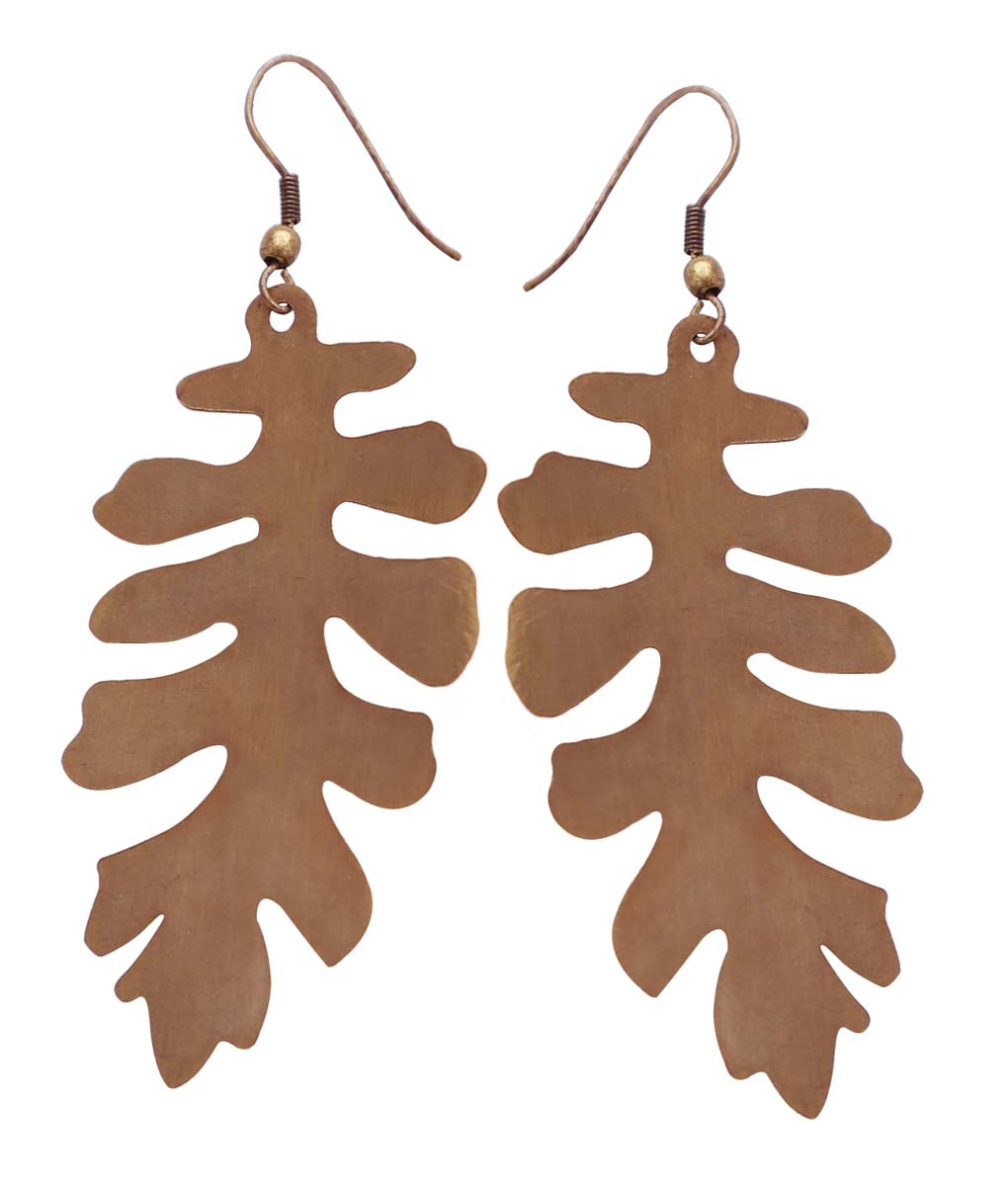 Wholesale Metal Abstract Design Earrings in Bulk - Handmade Drop Earrings with Dark Brown Finish - Fashion Jewelry & Accessories from India