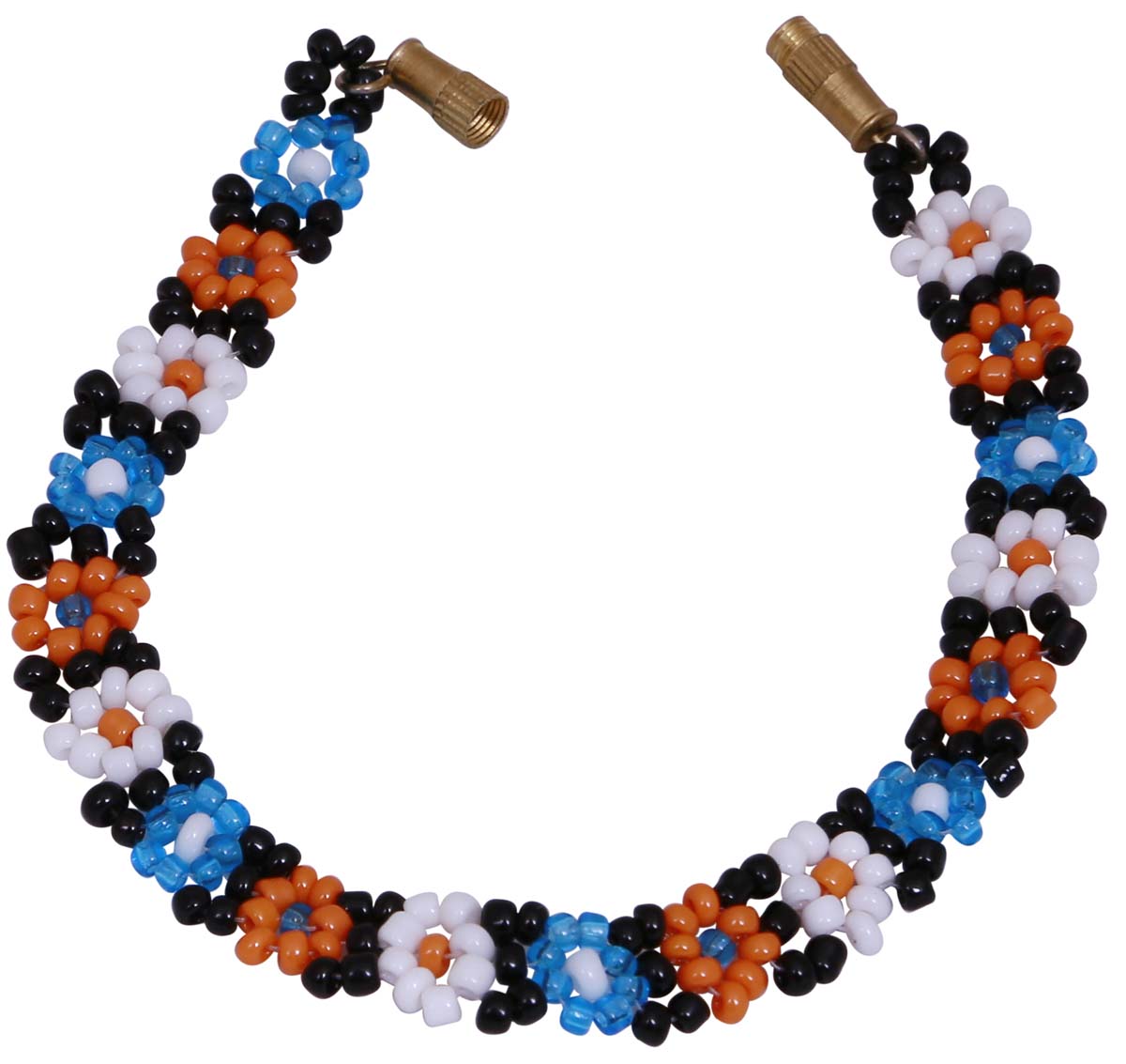 Bulk Source Hand Beaded Colorful Bracelet/Band - Wholesale Handmade Bangle with Screw Clasp Closure - Designed with Floral Patterns - Women Fashion Jewelry & Accessories