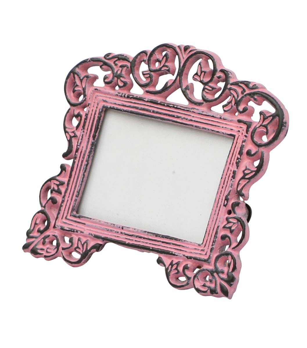Wholesale Metal Picture Frame in Bulk - Source Handmade Pink Color Distressed Look Metal Photo Frame with Beautiful Carvings - Home Decor Picture Frame from India
