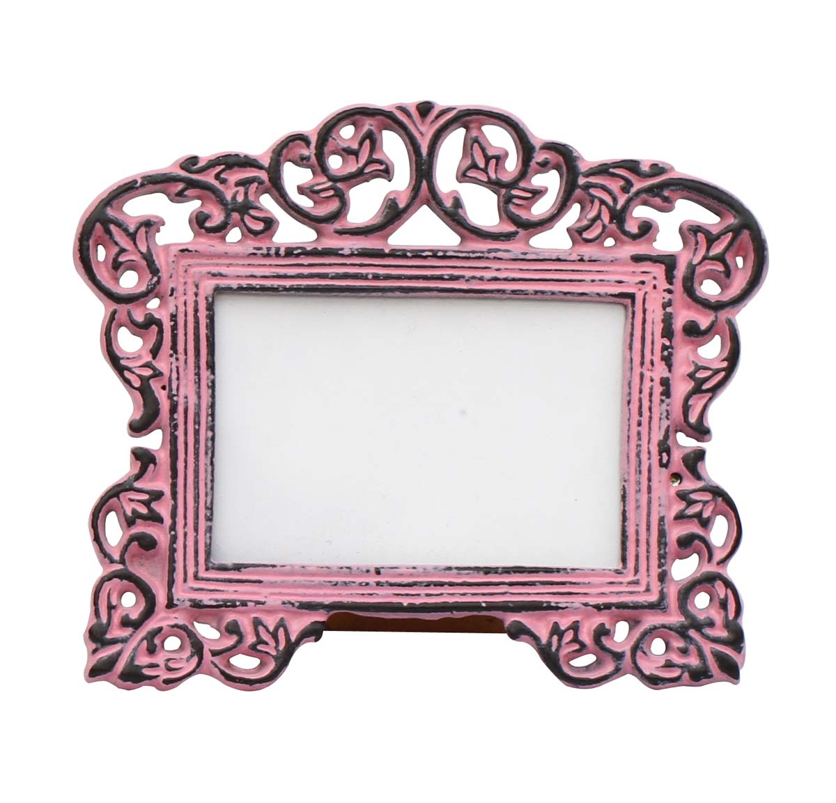 Wholesale Metal Picture Frame in Bulk - Source Handmade Pink Color Distressed Look Metal Photo Frame with Beautiful Carvings - Home Decor Picture Frame from India