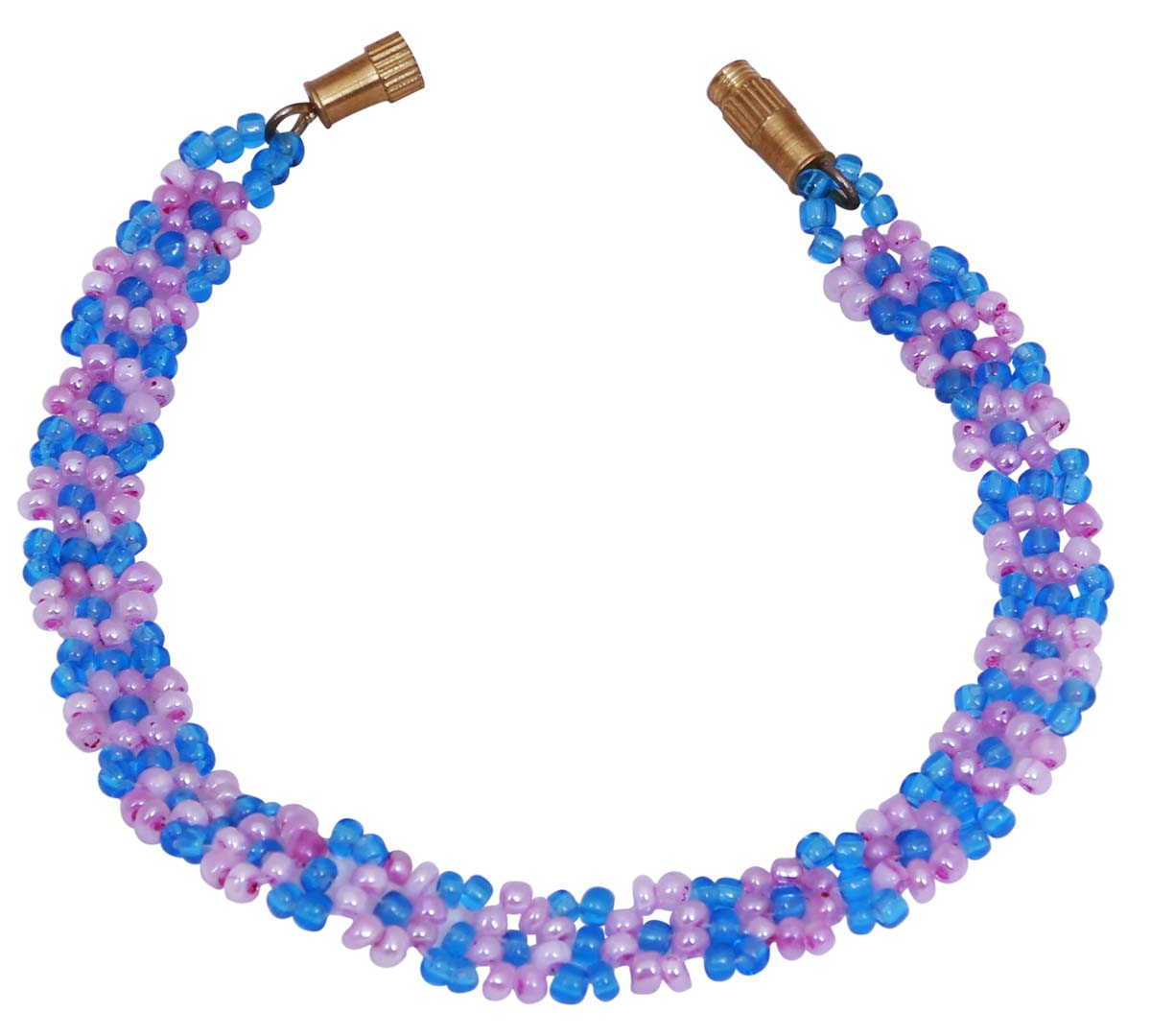 Bulk Wholesale Hand Beaded Pink & Blue Bracelet/Band - Source Handmade Bangle with Screw Clasp Closure - Designed with Floral Patterns - Women Fashion Jewelry & Accessories
