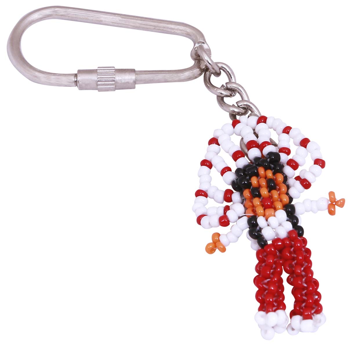 Bulk Wholesale Key-Chain / Key-Ring in Metal – Adorned with a Beautiful Hand Beaded Doll in Red Color – Pocket Accessories