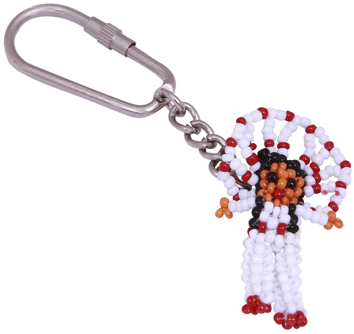 Bulk Wholesale Key-Chain / Key-Ring in Metal – Adorned with a Beautiful Hand Beaded Doll in White Color – Pocket Accessories 