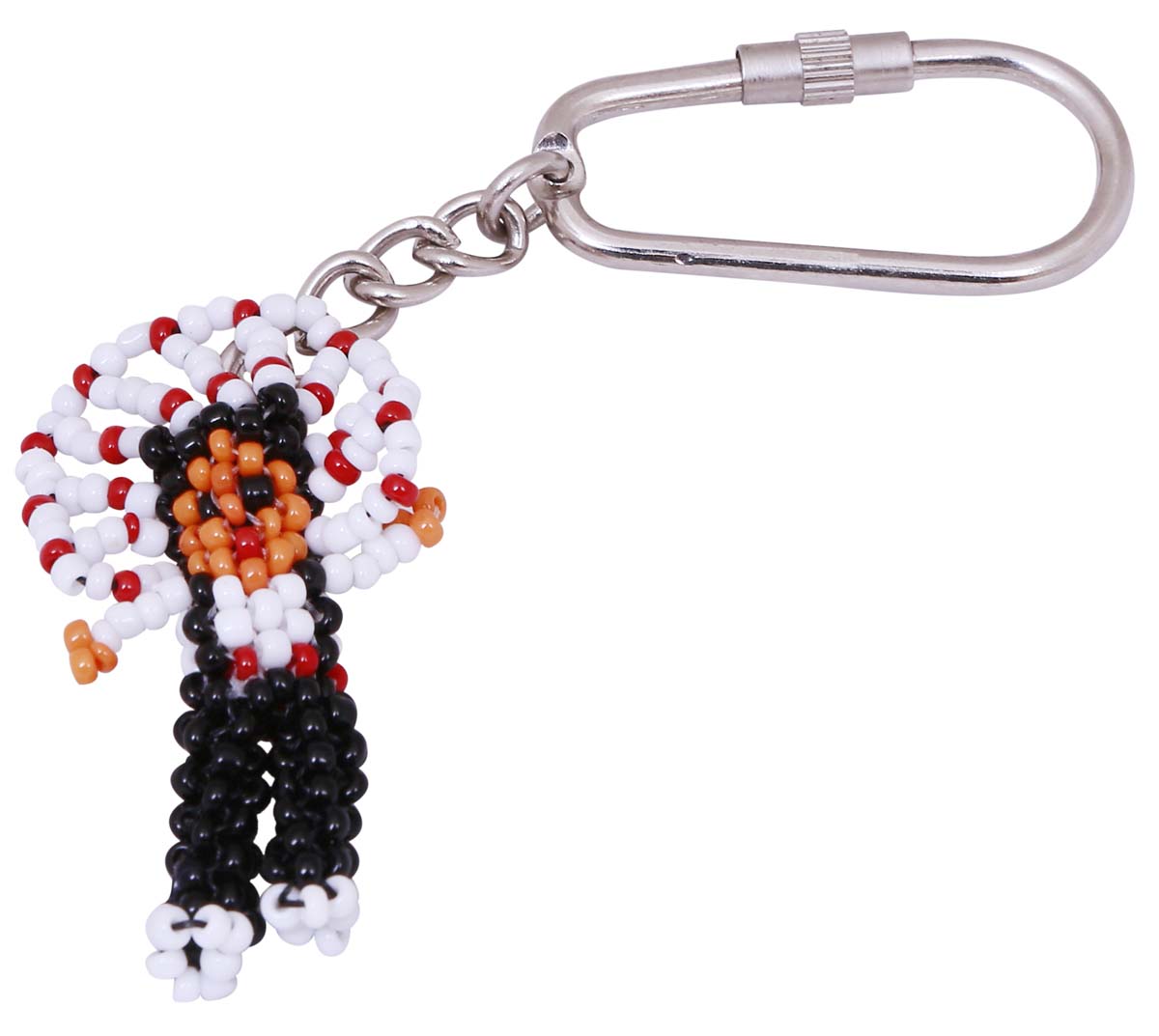 Bulk Wholesale Key-Chain / Key-Ring in Metal – Adorned with a Beautiful Hand Beaded Doll in Black Color – Pocket Accessories
