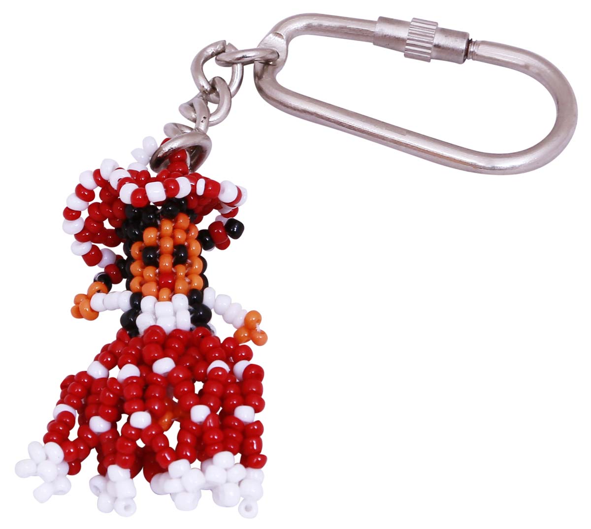 Bulk Wholesale Key-Chain / Key-Ring in Metal – Adorned with a Beautiful Hand Beaded Doll in Red Color – Pocket Accessories 
