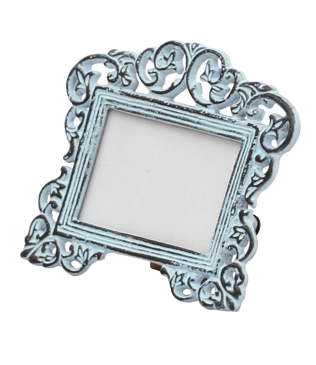 Metal Picture Frame in Bulk - Wholesale Handmade Sky Blue Color Distressed Look Metal Photo Frame with Beautiful Carvings - Home Decor Picture Frame Distributors