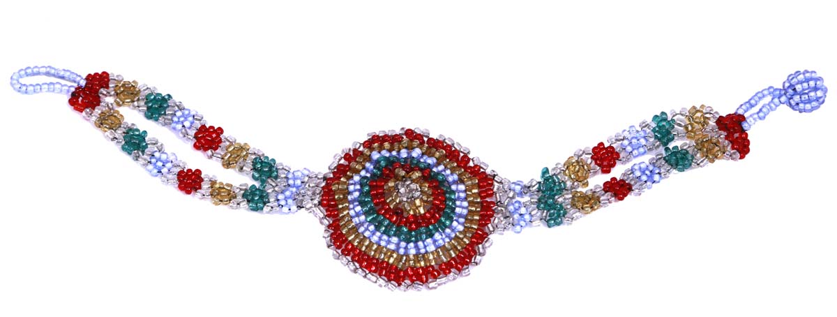 Wholesale Hand Beaded Colorful Pendant Bracelet/Band in Bulk - Wholesale Colorful Pendant Bracelet/Band - Designed with a Circle Shaped Pendant at the Center - Stylish Women Fashion Jewelry & Accessories