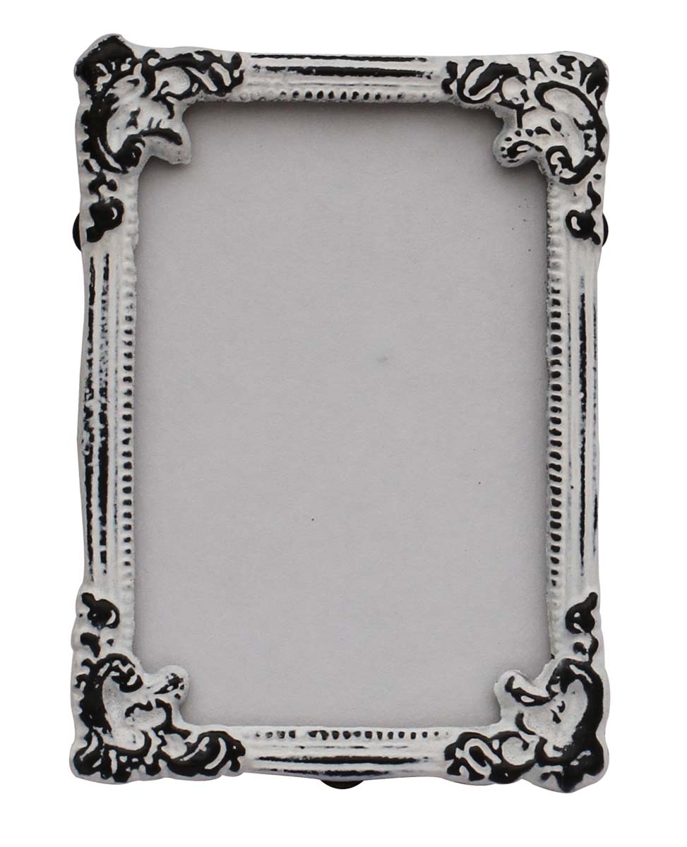 Bulk Buy Rectangular White Photo/Picture Frame in Metal Work with Distressed-Look - Beautiful Carvings on the Edges - Wholesale Home Decor Picture Frame from India