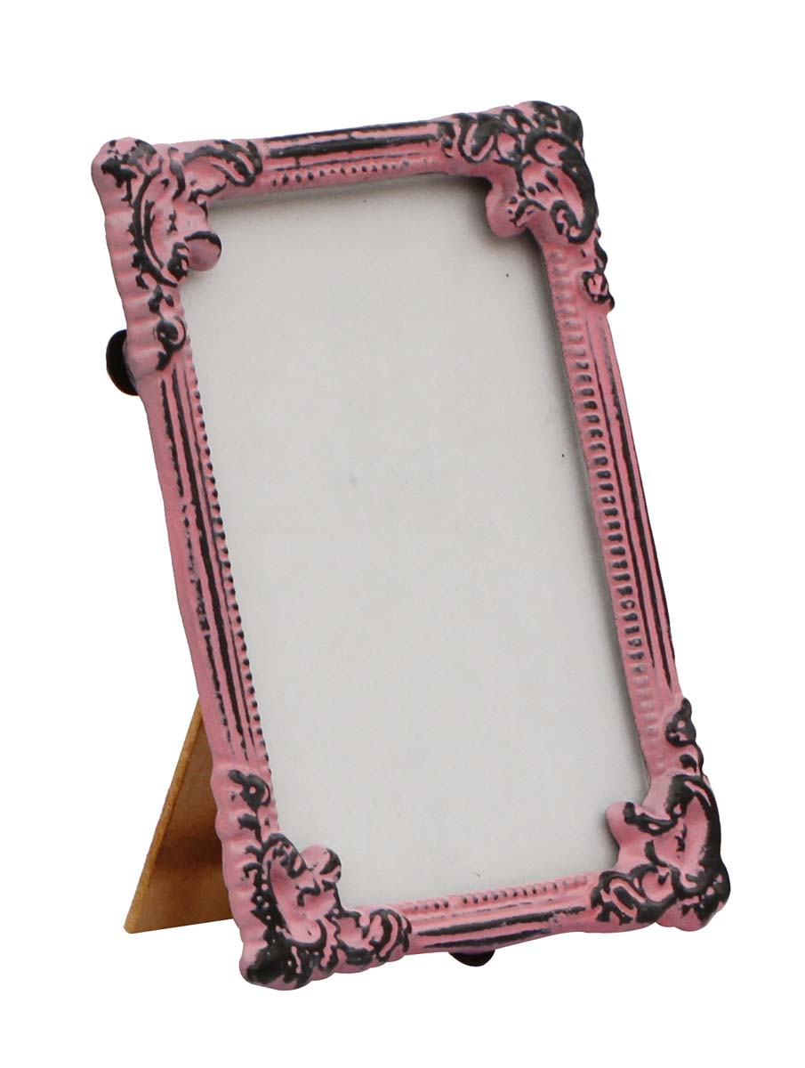Bulk Buy Rectangular Pink Distressed-Look Photo/Picture Frame with Beautiful Carvings on the Edges - Wholesale Home Decor Picture Frames from India
