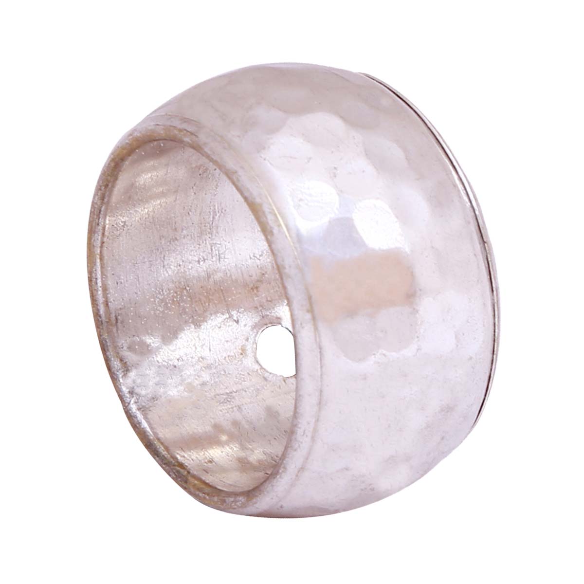 Bulk Wholesale Handmade Broad Finger Ring / Wide Band in Metal with Silver Color Finish – Adorned with Dotted Pattern – Fashion Accessories / Jewelry Collection