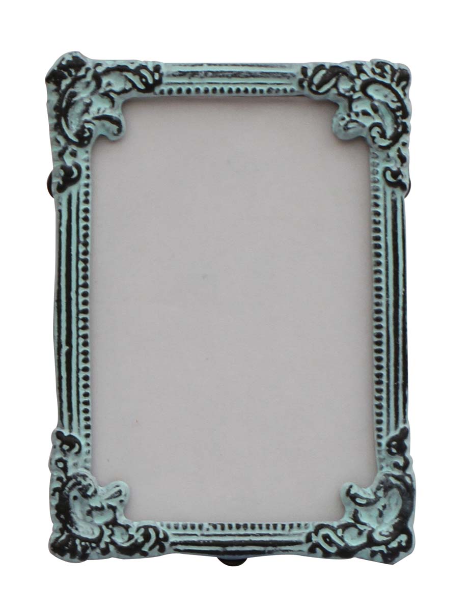Wholesale Rectangular Light Green Distressed-Look Photo/Picture Frame with Beautiful Carvings on the Edges - Home Decor Picture Frame from India