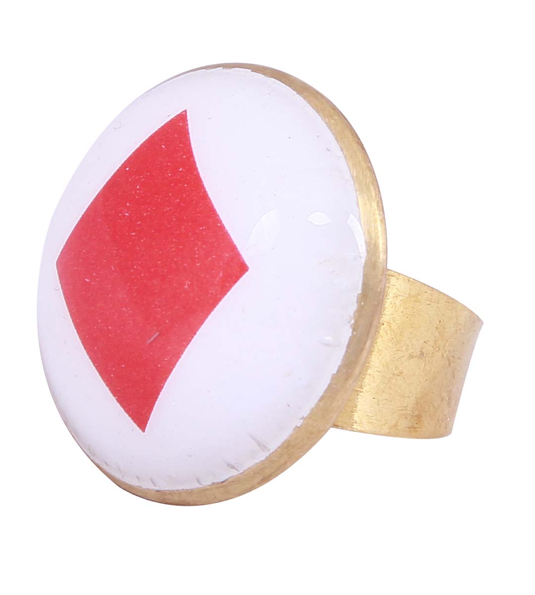 Bulk Wholesale Handmade Adjustable Finger Ring in Metal with Golden Finish – Decorated with a Diamond Motif of Playing Cards – Fashion Accessories / Trendy Jewelry