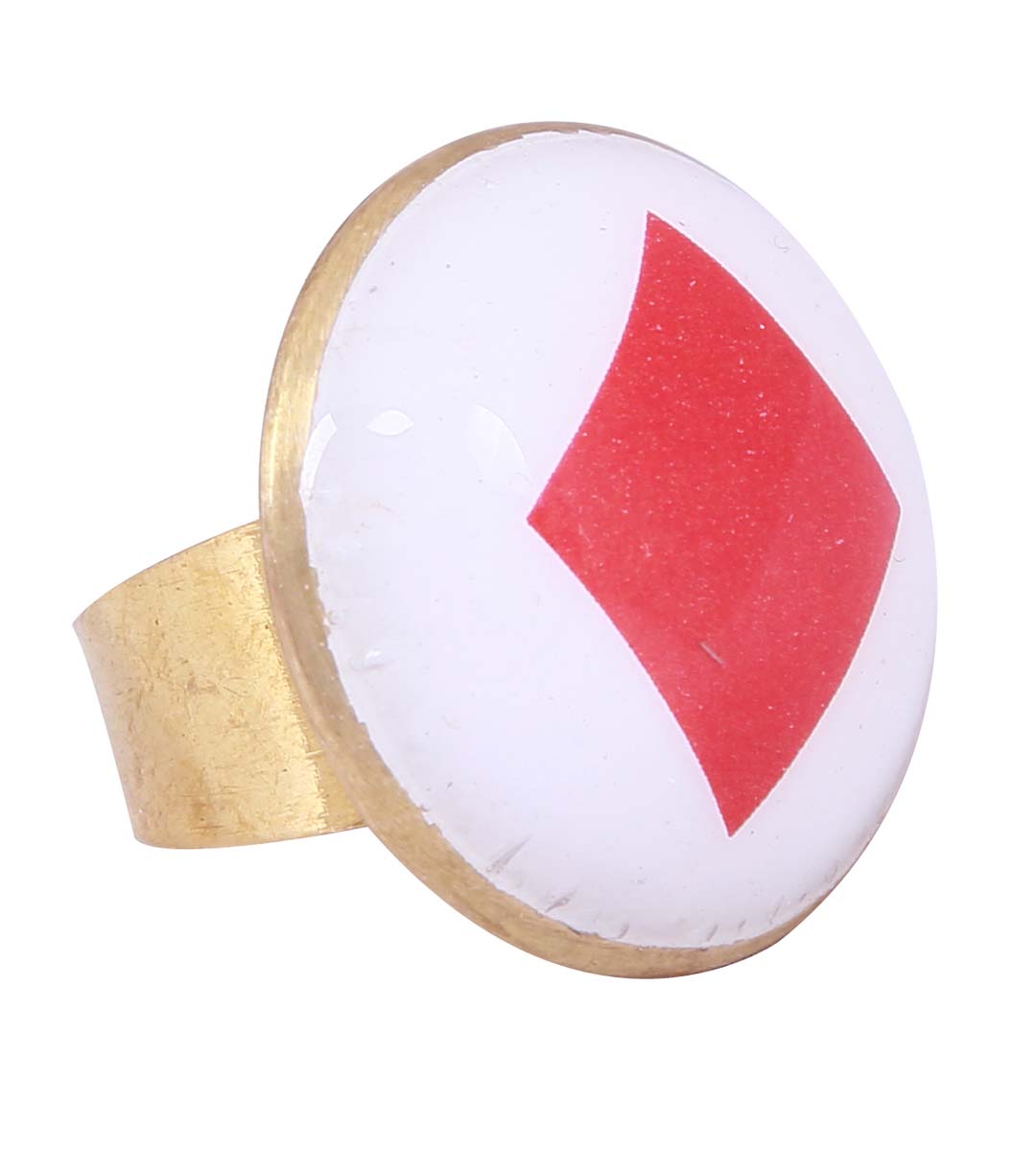 Bulk Wholesale Handmade Adjustable Finger Ring in Metal with Golden Finish – Decorated with a Diamond Motif of Playing Cards – Fashion Accessories / Trendy Jewelry