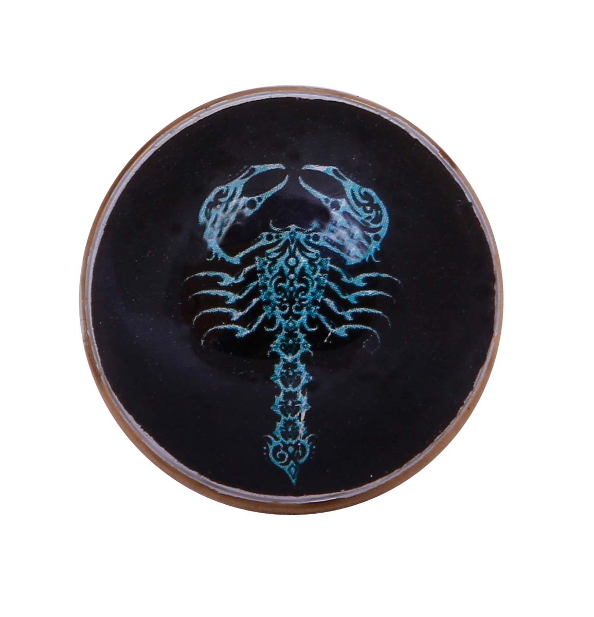 Bulk Wholesale Handmade Adjustable Finger Ring in Metal with Scorpio Zodiac Symbol – The Scorpio Motif in Green over a Black Base – Fashion Accessories / Trendy Jewelry