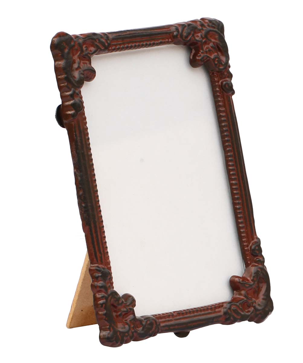 Bulk Buy Rectangular Brown Photo/Picture Frame in Metal Work with Distressed-Look - Beautiful Carvings on the Edges - Wholesale Home Decor Picture Frame from India