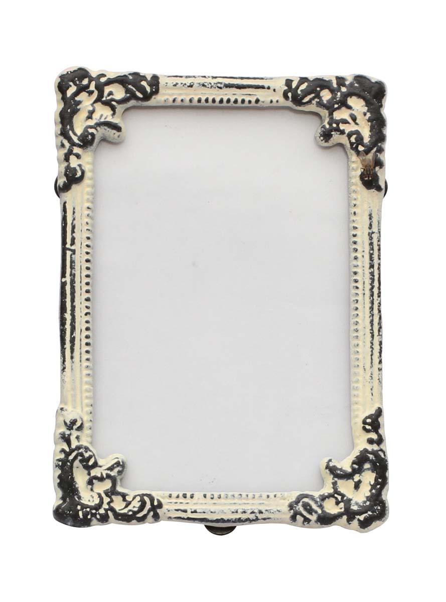 Bulk Buy Rectangular White Color Photo/Picture Frame in Metal Work with Distressed-Look - Beautiful Carvings on the Edges - Wholesale Home Decor Picture Frame from India