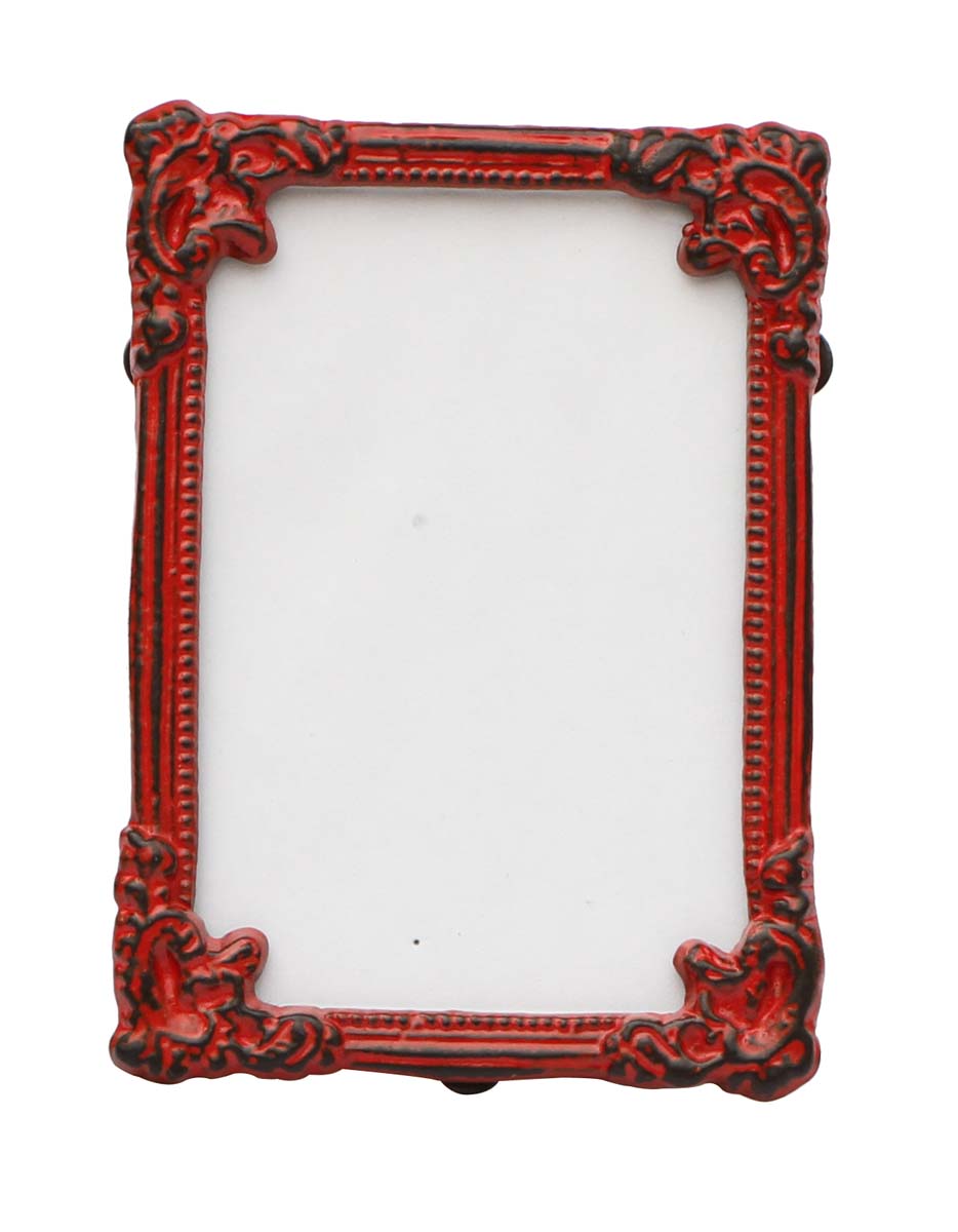 Wholesale Rectangular Red Distressed-Look Photo/Picture Frame with Beautiful Carvings on the Edges - Home Decor Picture Frame from India