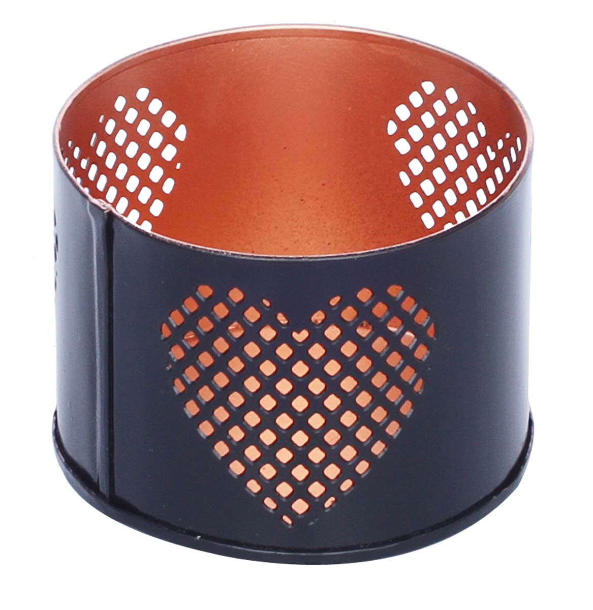 Bulk Wholesale – 3.6” Handmade Black Tea-Light Candle Stand / Votive Holder in Metal with Heart Cut-Out Pattern – Decorative Centerpieces – Home Décor