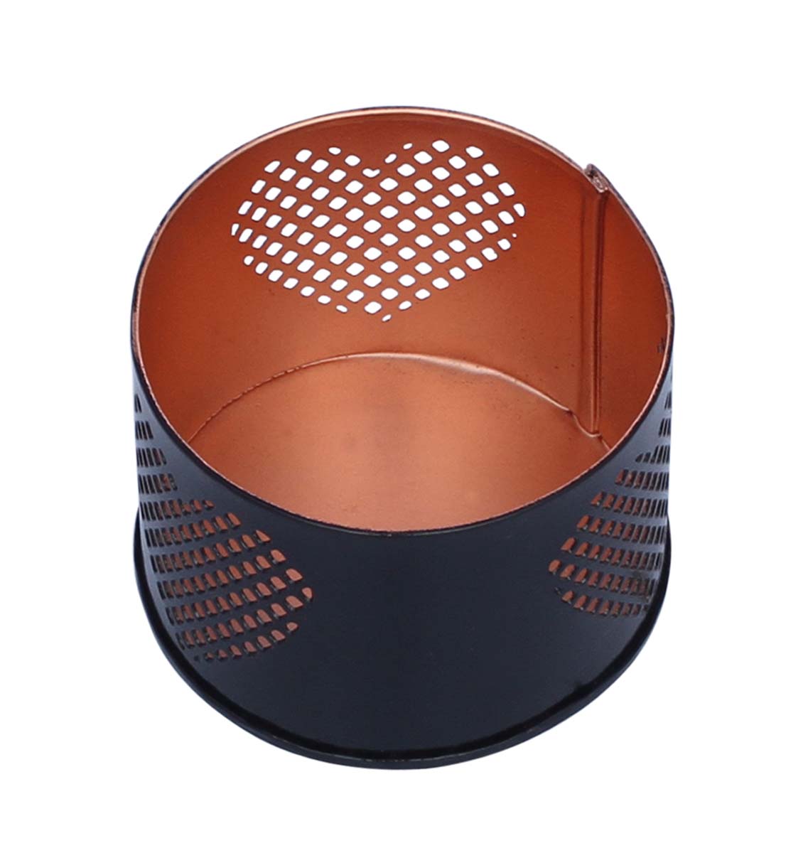Bulk Wholesale – 3.6” Handmade Black Tea-Light Candle Stand / Votive Holder in Metal with Heart Cut-Out Pattern – Decorative Centerpieces – Home Décor