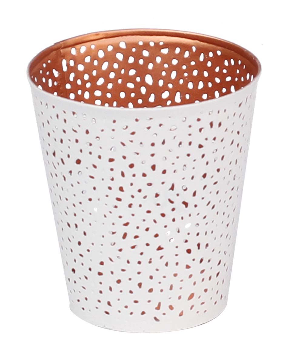 Bulk Wholesale – 3.3” Handmade Conical White Tea-Light Candle Stand / Votive Candle Holder in Metal with Abstract Cut-Out Pattern – Decorative Centerpieces – Home Décor