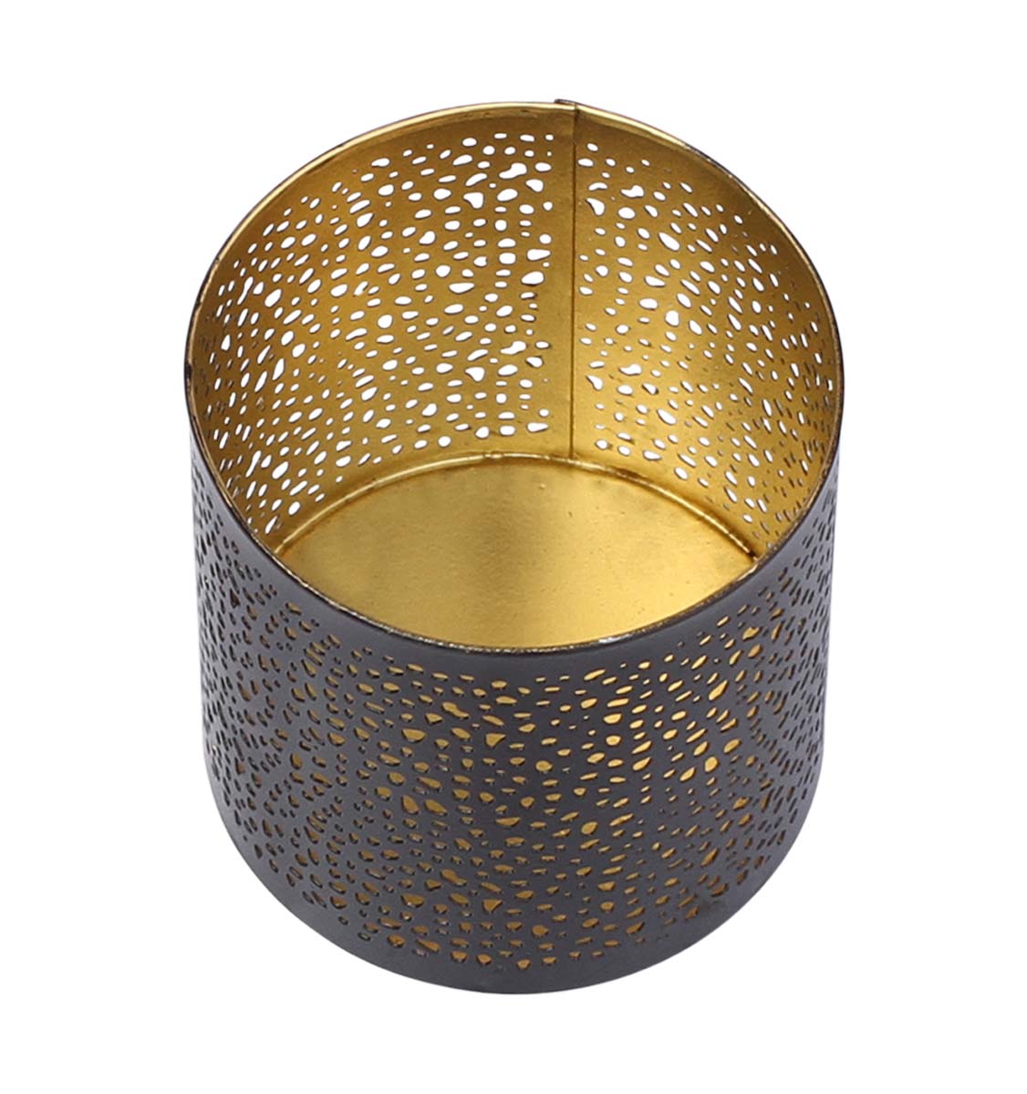 Bulk Wholesale – 3.8” Handmade Black Tealight Candle Stand / Votive Candle Holder in Metal with Abstract Cut-Out Pattern – Decorative Centerpieces – Home Décor