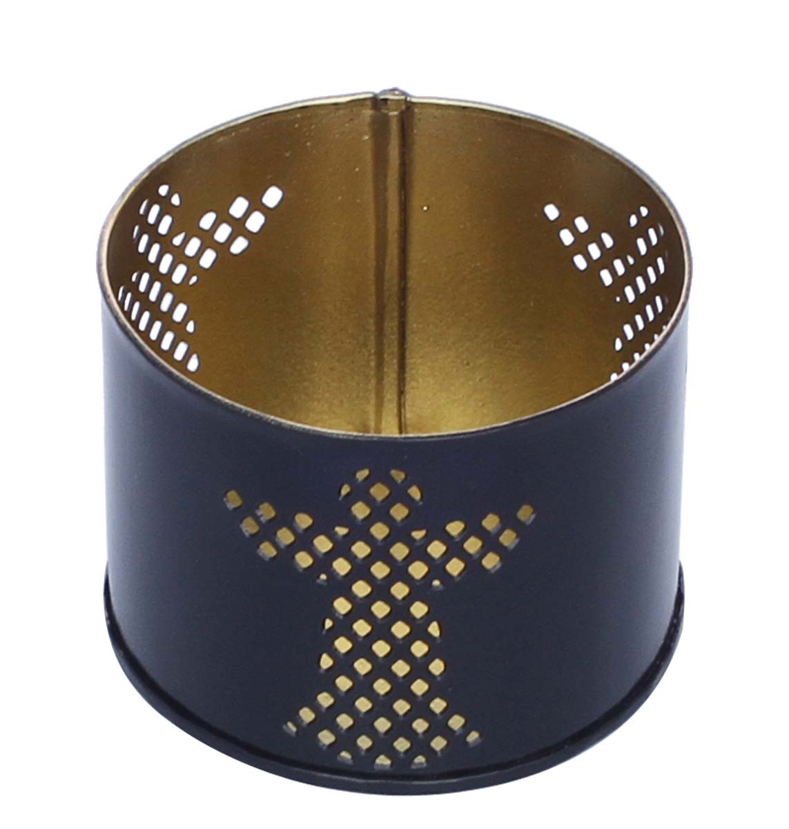 Bulk Wholesale – 3.6” Handmade Black Tea-Light Candle Stand / Votive Holder in Metal with Cut-Out Pattern – Decorative Centerpieces – Home Décor