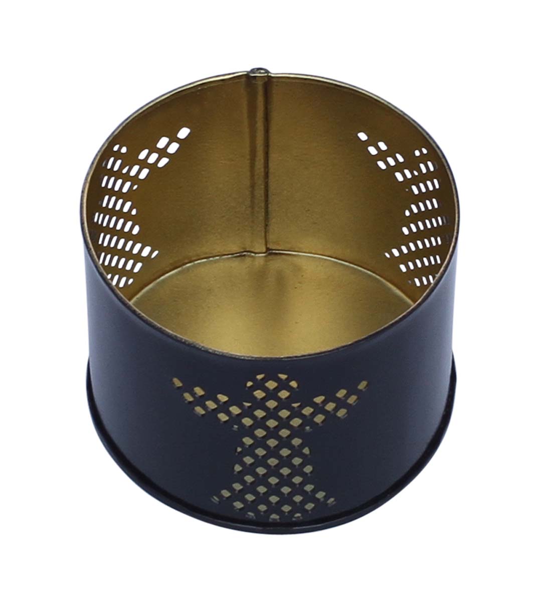 Bulk Wholesale – 3.6” Handmade Black Tea-Light Candle Stand / Votive Holder in Metal with Cut-Out Pattern – Decorative Centerpieces – Home Décor