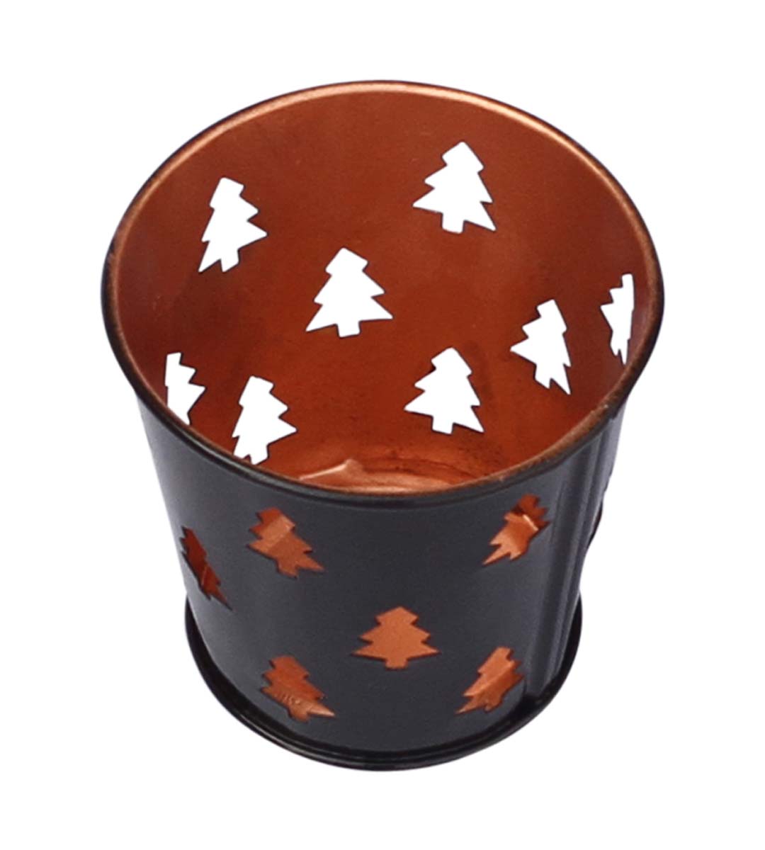 Bulk Wholesale - Handmade 2.9” Conical Black Tea-Light Candle Stand / Votive Candle Holder in Metal with Christmas Tree Cut-Out Patterns – Decorative Centerpieces – Home Décor