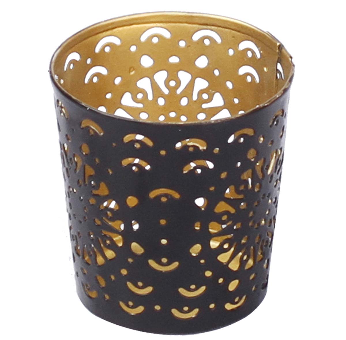 Bulk Wholesale Tea-Light Candle Stand/Votive Candle Holder in Metal with Cut-Out Patterns Handmade Conical Black - Decorative Centrepieces - Home Decor