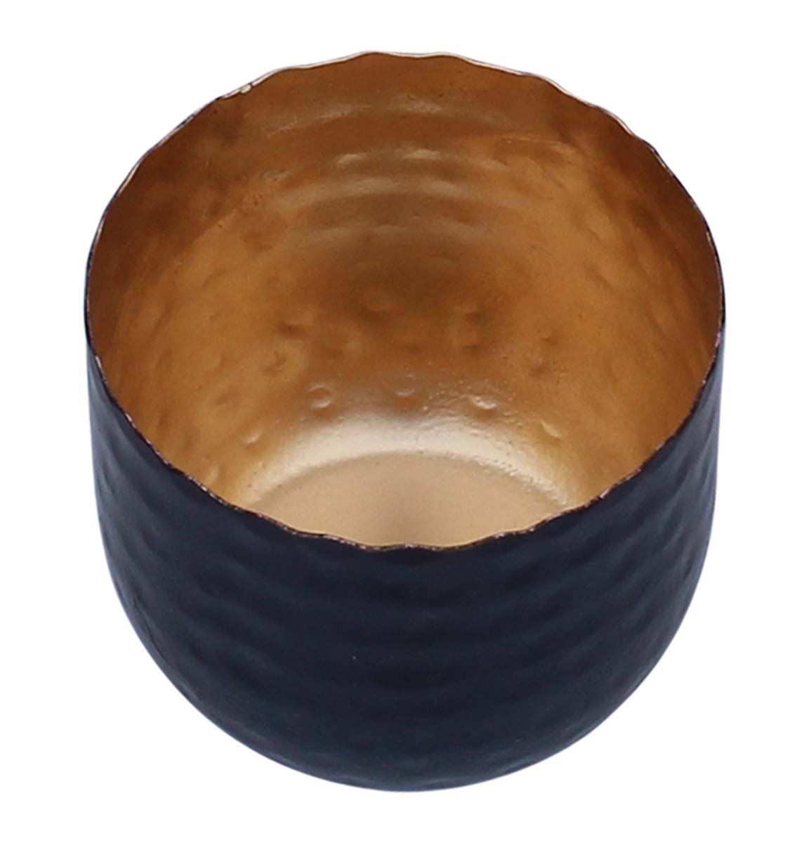 Bulk Wholesale – 3.1” Handmade Black Tea-Light Holder in Metal with Hammered Effect & Scalloped Edges – Decorative Votive Candle Stands –Home Décor