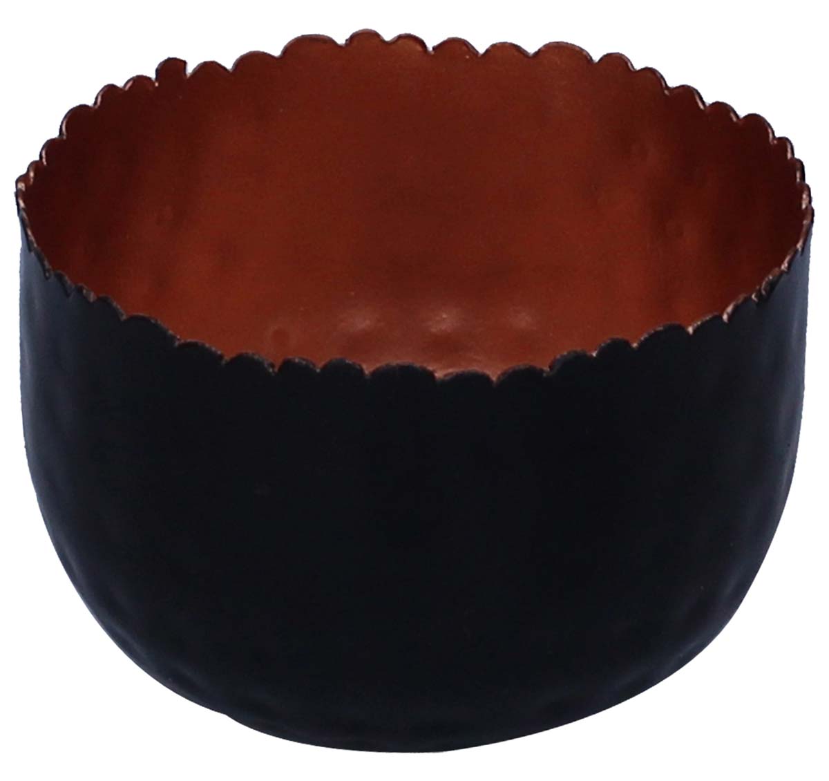 Bulk Wholesale – 3.7” Handmade Black U-Shaped Tea-Light Candle Holder in Metal with Wavy Scalloped Edges – Decorative Votive Candle Stands – Home Décor