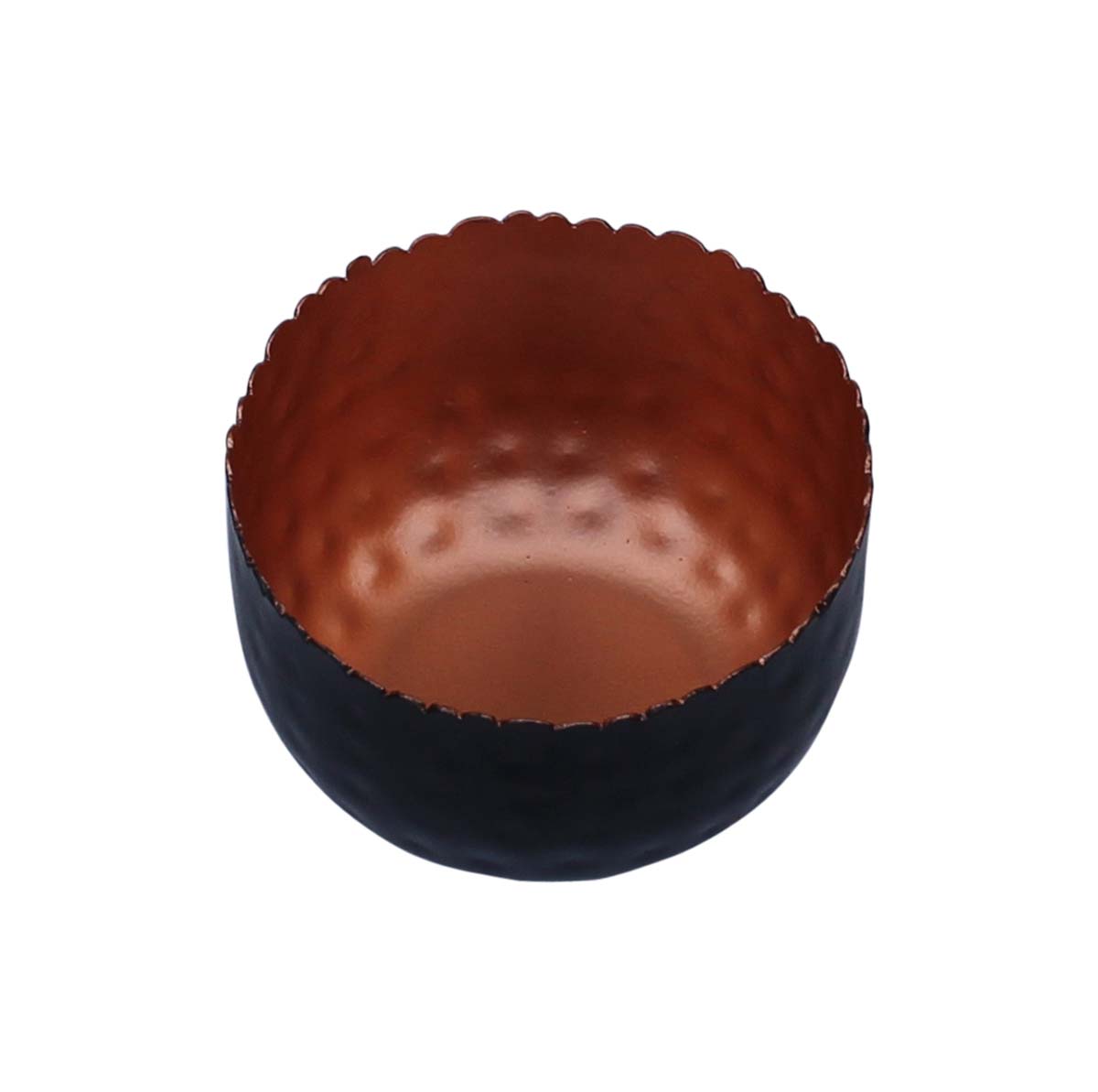 Bulk Wholesale – 3.7” Handmade Black U-Shaped Tea-Light Candle Holder in Metal with Wavy Scalloped Edges – Decorative Votive Candle Stands – Home Décor