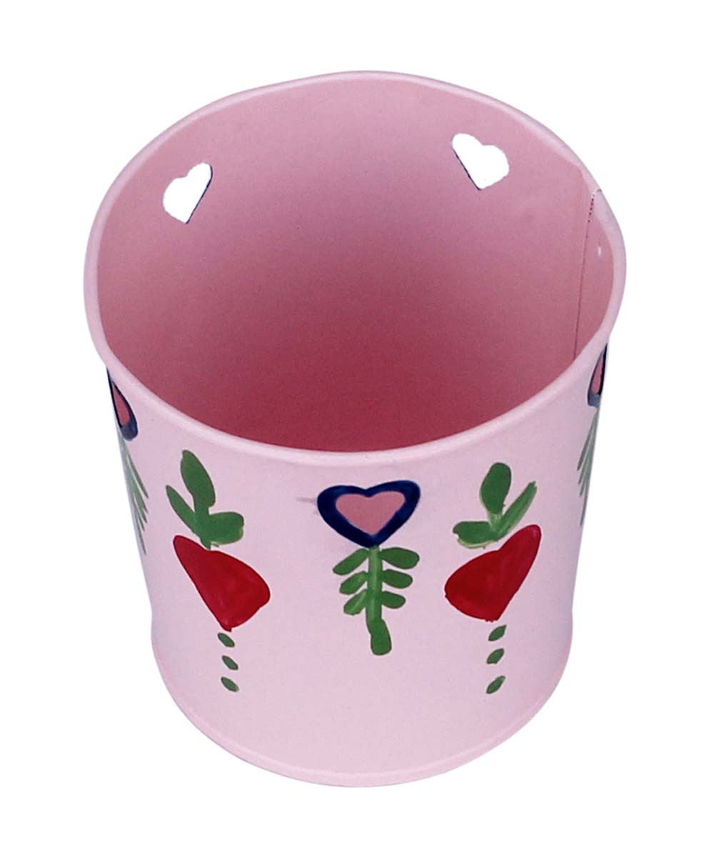 Bulk Wholesale Handmade Pink Color Tealight Candle Holder / Votive Candle Stand in Metal with Star Shaped Cut-Outs & Painted Leafy & Heart Patterns – Interior Decorating Items – Home Décor