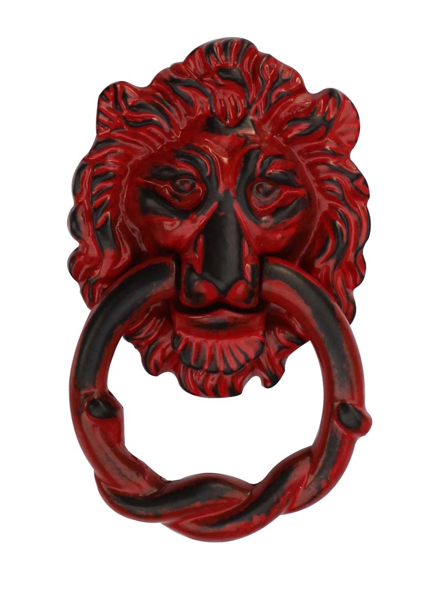 Bulk Wholesale Lion Head Door Knocker Handmade in Red Color with Distressed-Finish - Door Accessories - Home Decor