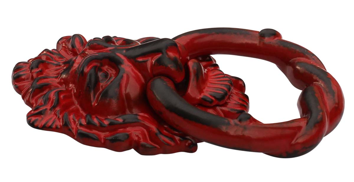 Bulk Wholesale Lion Head Door Knocker Handmade in Red Color with Distressed-Finish - Door Accessories - Home Decor