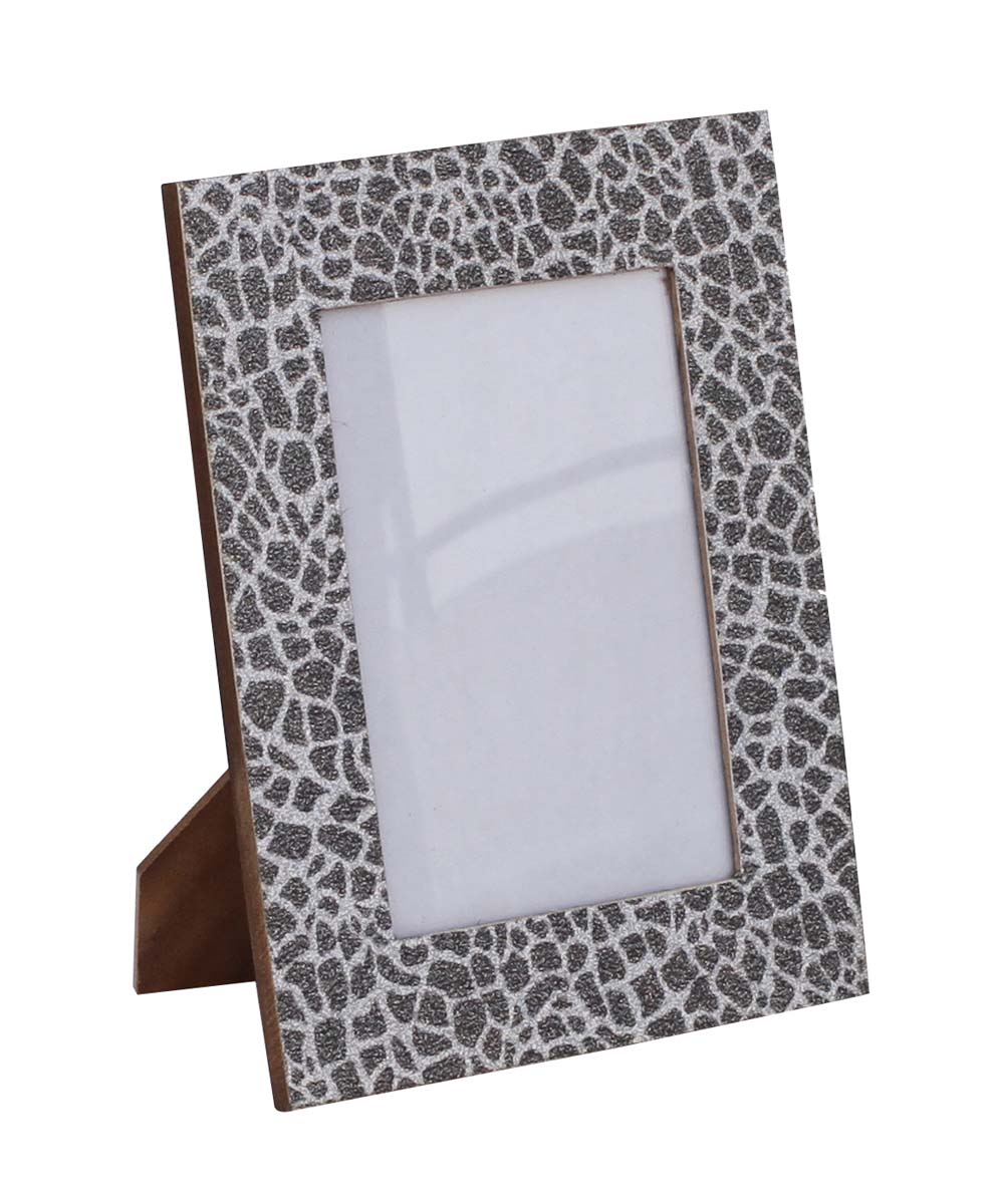 Wholesale 5x7 Picture Frame in Bulk - Source Handmade Gray & White Photo Frame Decorated in MDF & Faux Leather with Crackled Pattern - Home & Office Decor Frames from India