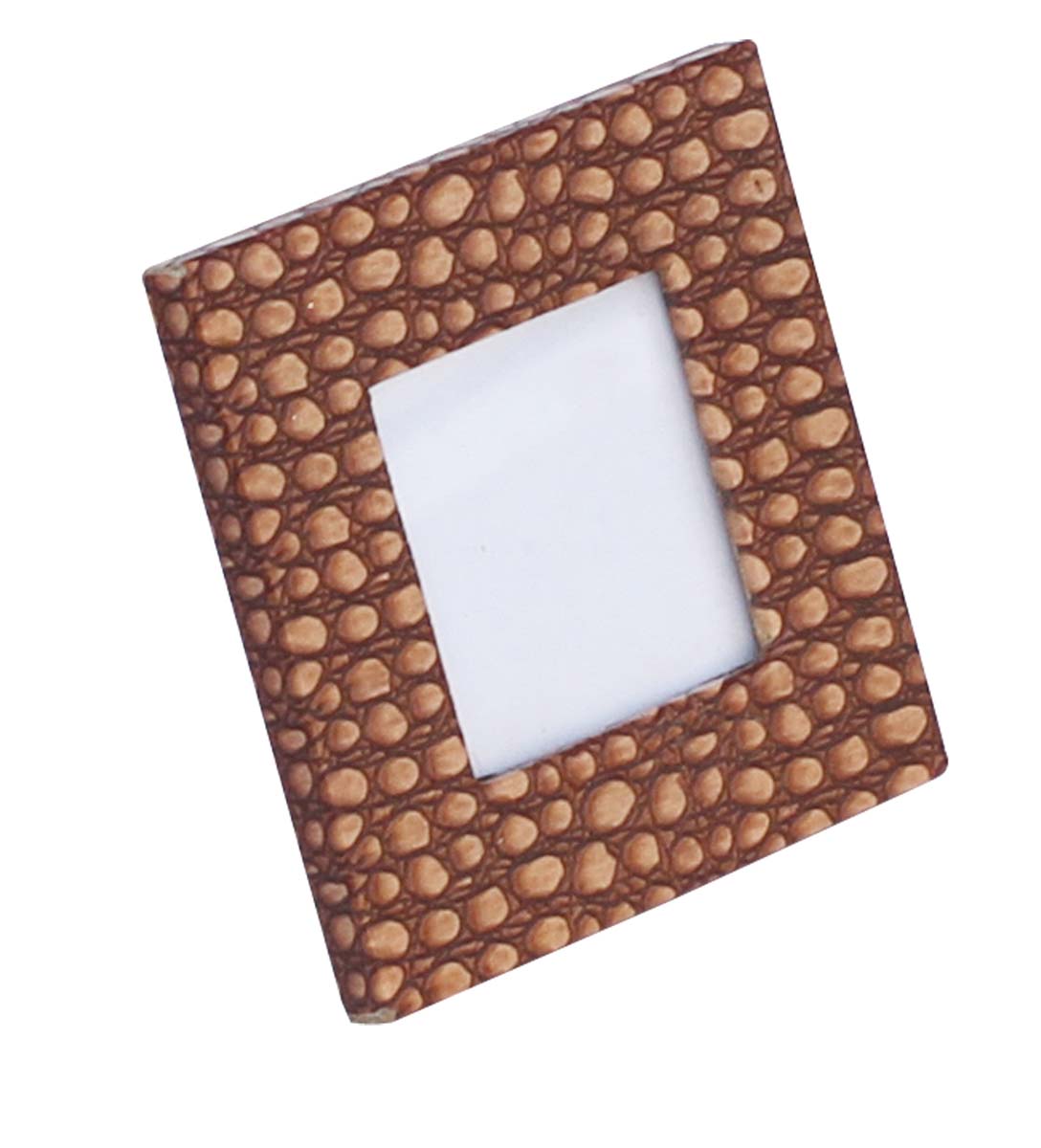 Wholesale 3x3 Picture Frame in Bulk - Source Handmade Light Brown Photo Frame Decorated in MDF & Faux Leather with Circular Patterns - Home & Office Decor Frames from India