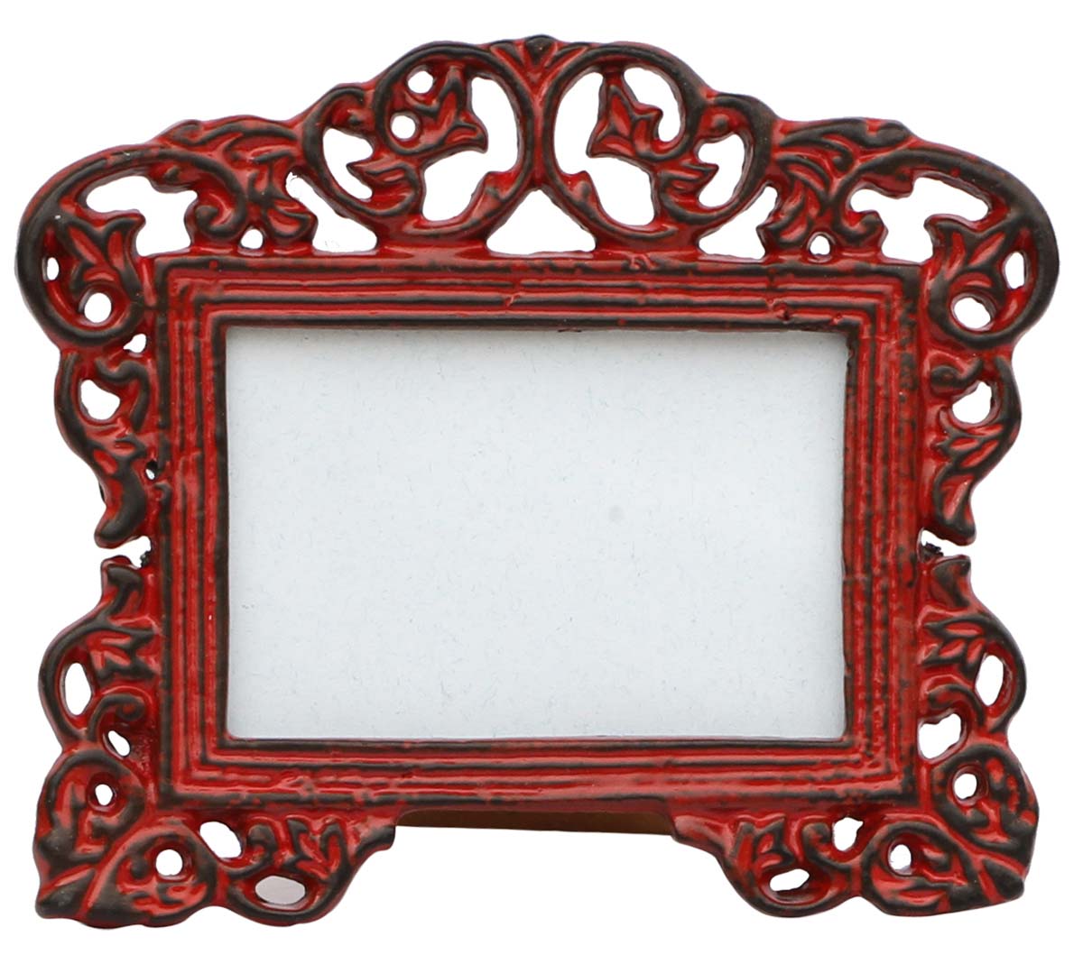Bulk Buy Metal Picture Frame in Bulk - Wholesale Handmade Red Color Distressed Look Metal Photo Frame with Beautiful Carvings - Home Decor Picture Frame from India