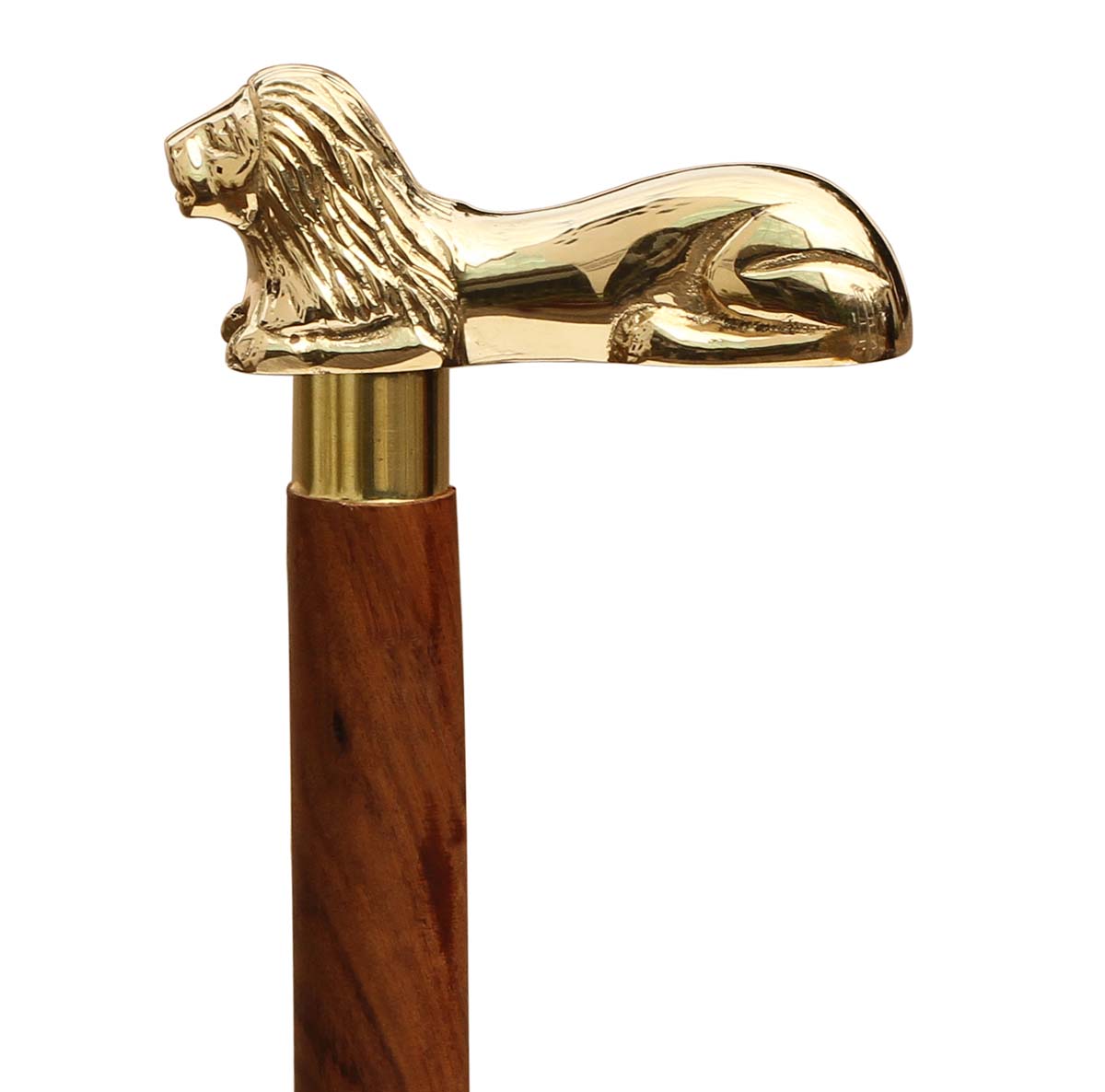 Bulk Buy Walking Stick/Cane - Wholesale Handmade Wooden Walking Cane with Lion Shaped Brass Handle