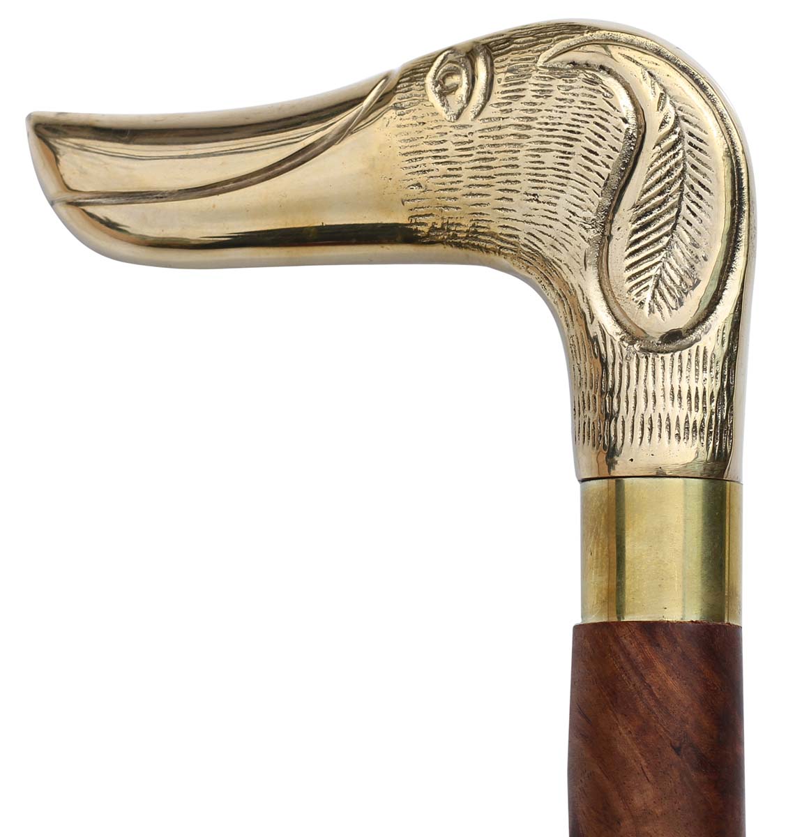 Bulk Buy Walking Stick/Cane - Wholesale Handmade Wooden Walking Cane with Dog Head Shaped Brass Handle